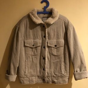 Anthropologie Beige Oversized Corduroy Sherpa